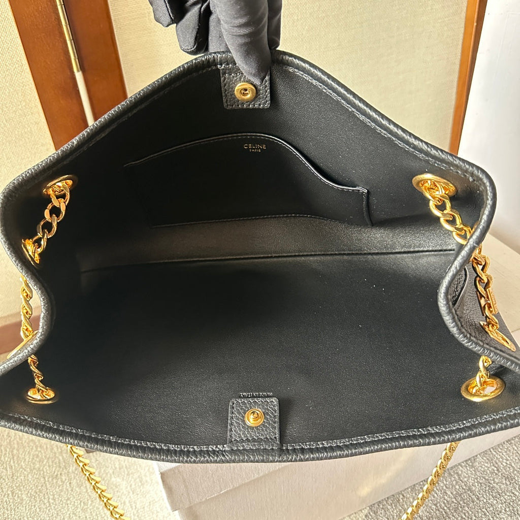 Celine Newspaper Triomphe Soft 31 Black in Calfskin Bag