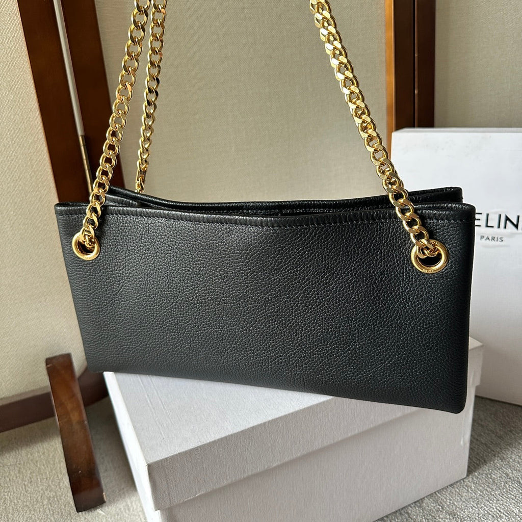 Celine Newspaper Triomphe Soft 31 Black in Calfskin Bag