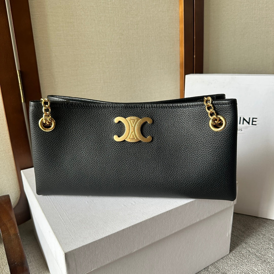 Celine Newspaper Triomphe Soft 31 Black in Calfskin Bag