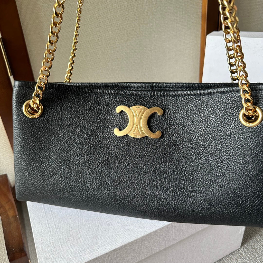 Celine Newspaper Triomphe Soft 31 Black in Calfskin Bag
