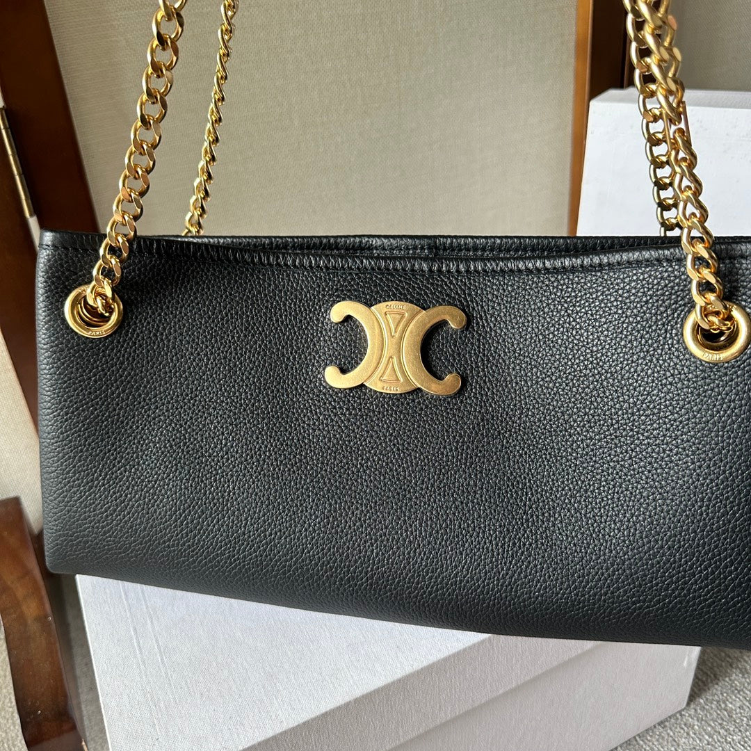 Celine Newspaper Triomphe Soft 31 Black in Calfskin Bag