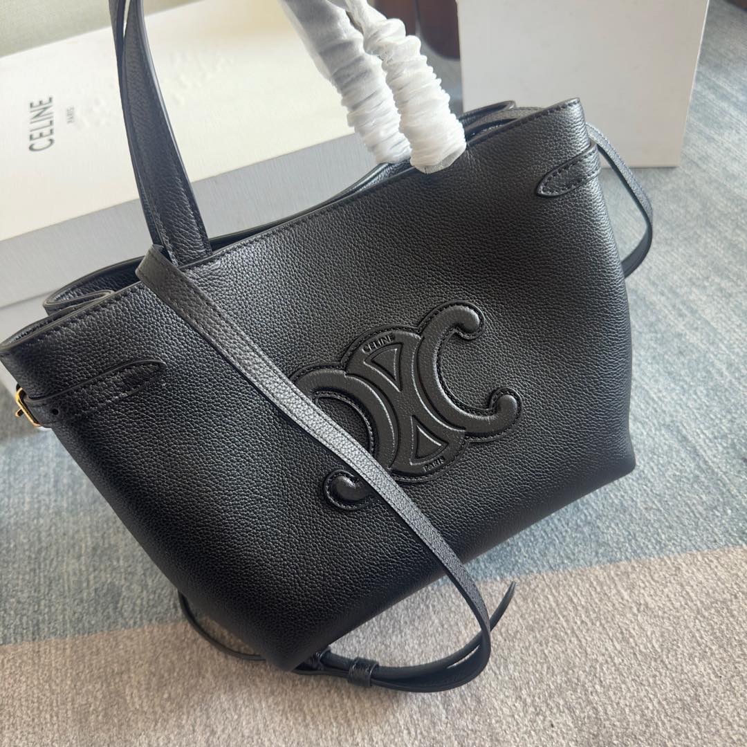 Celine Mini Cabas Anaïs Cuir Triomphe 20 in Black Grained Calfskin Bag