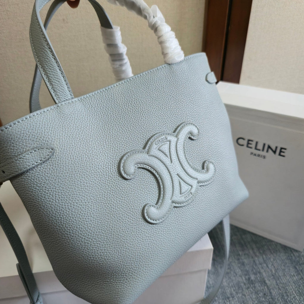 Celine Mini Cabas Anais Cuir Triomphe 20 in Blue Grey Grained Calfskin Bag