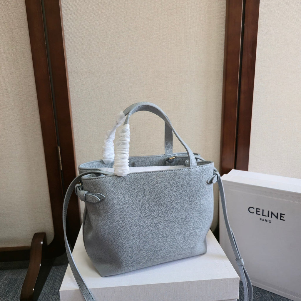 Celine Mini Cabas Anais Cuir Triomphe 20 in Blue Grey Grained Calfskin Bag