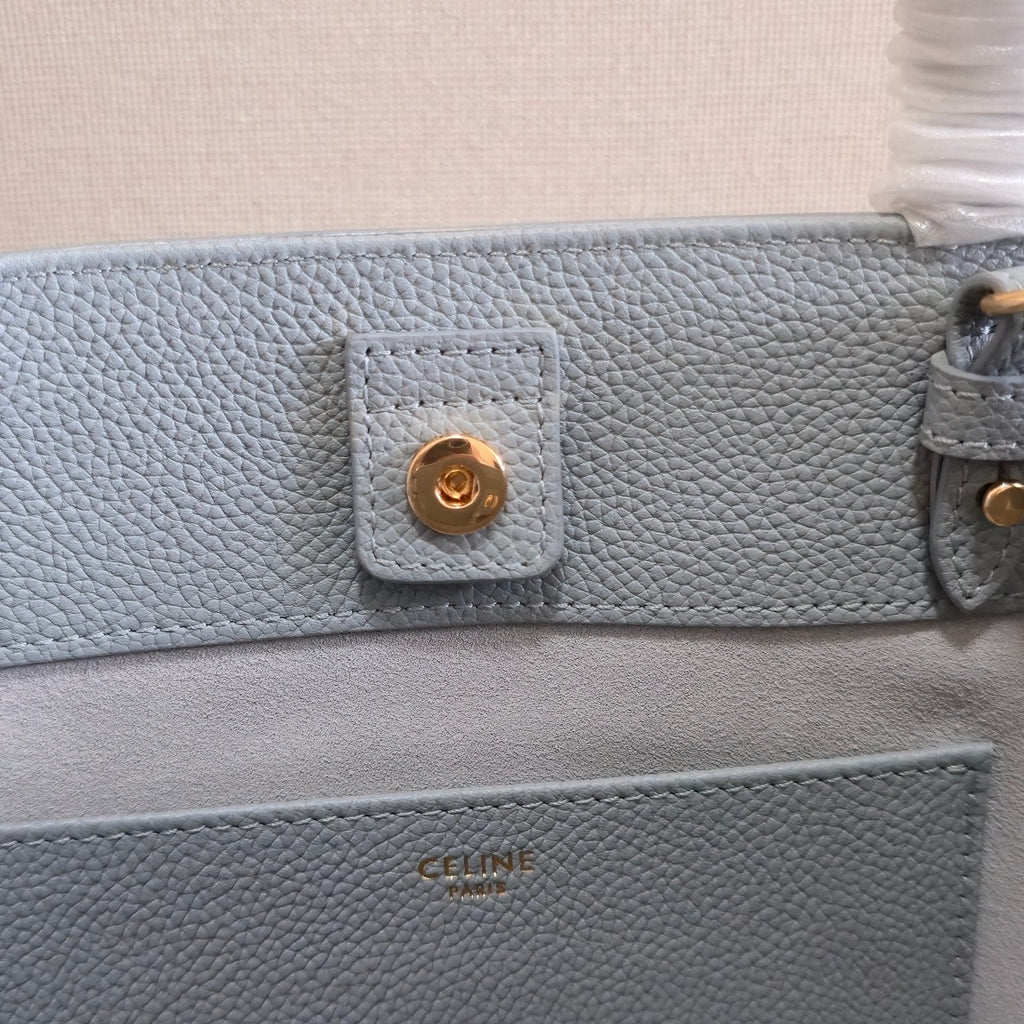 Celine Mini Cabas Anais Cuir Triomphe 20 in Blue Grey Grained Calfskin Bag