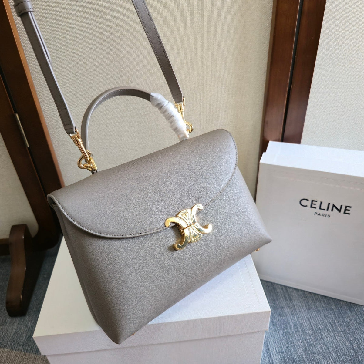 Celine Nino Teen Medium 25 Bag in Grey Calfskin