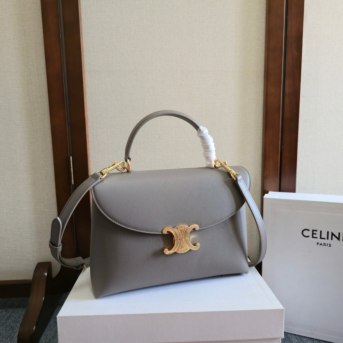 Celine Nino Teen Medium 25 Bag in Grey Calfskin