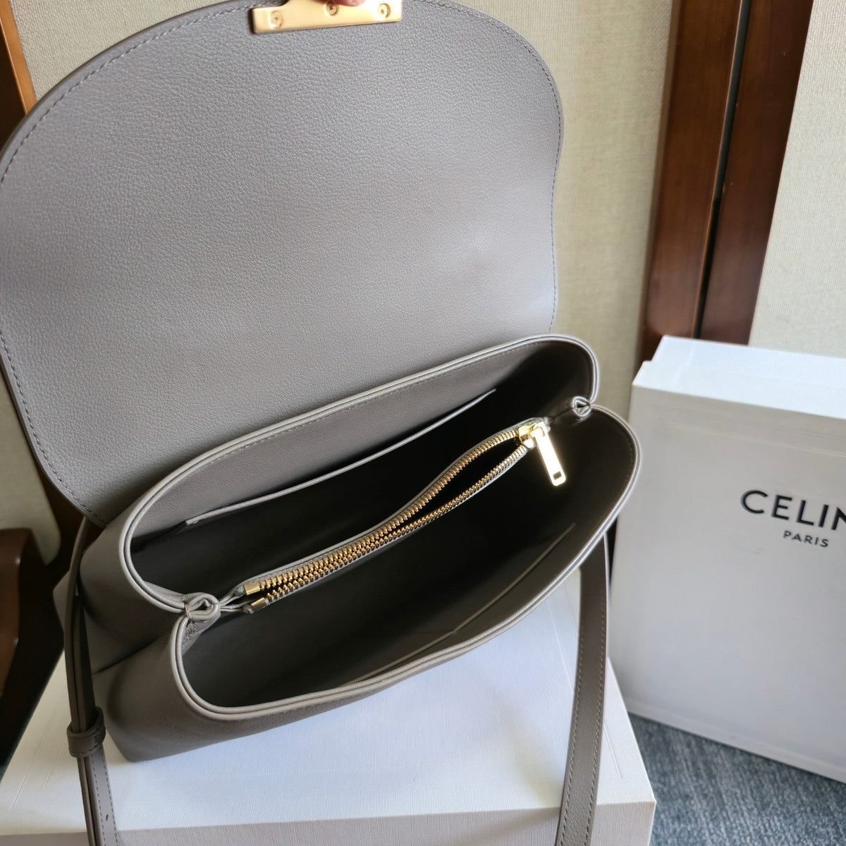Celine Nino Teen Medium 25 Bag in Grey Calfskin