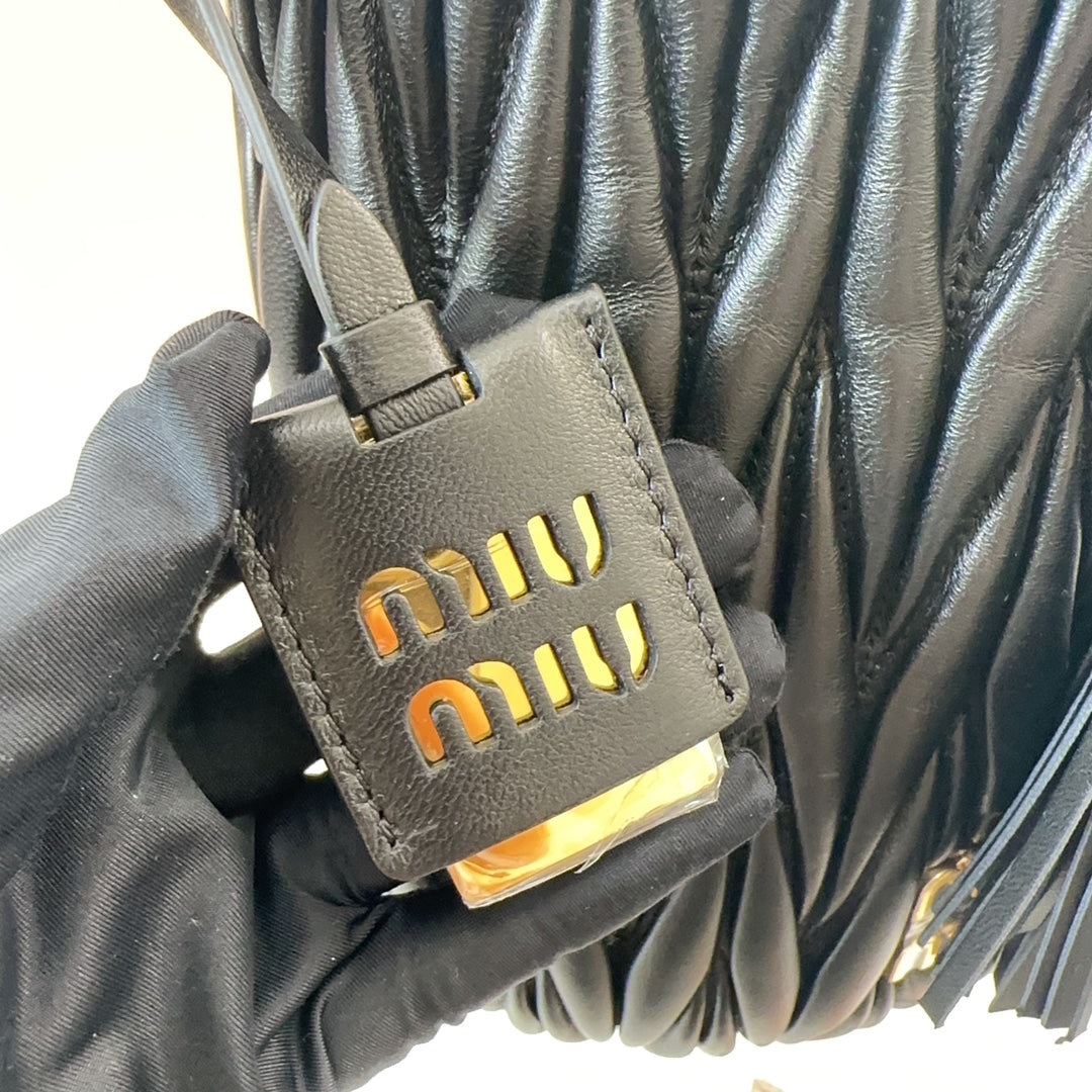 Matelassé Handbag 20 in Black Lambskin
