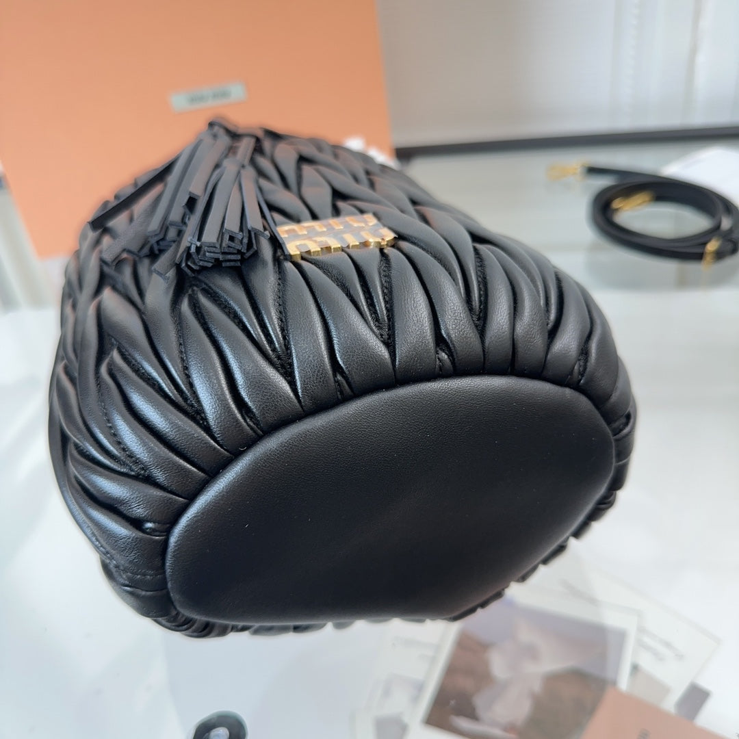 Matelassé Handbag 20 in Black Lambskin