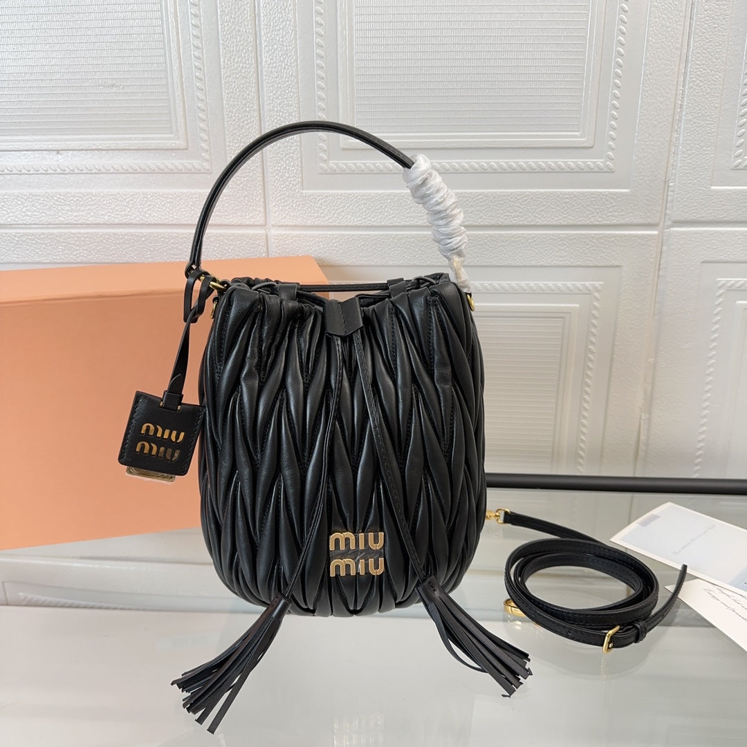 Matelassé Handbag 20 in Black Lambskin