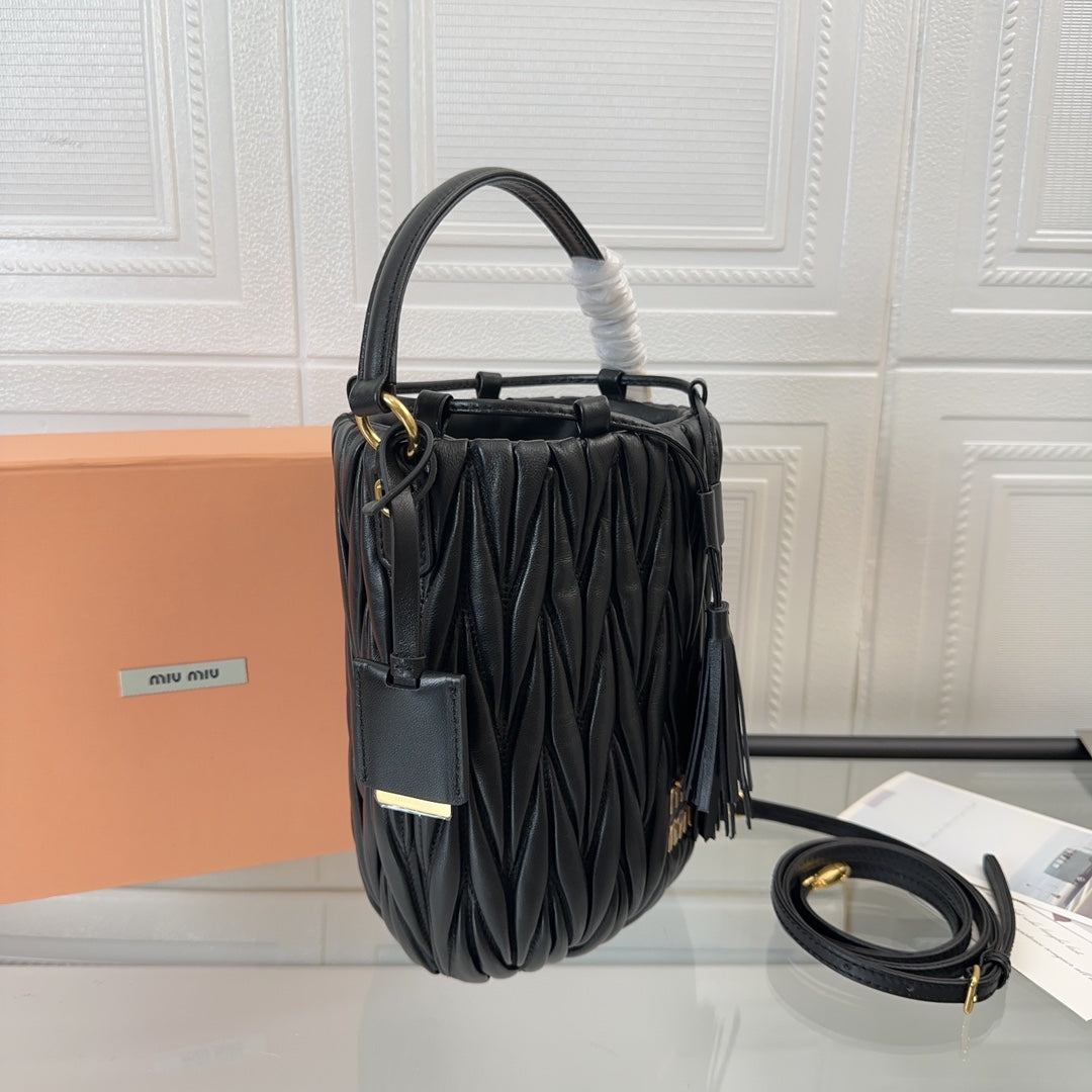 Matelassé Handbag 20 in Black Lambskin