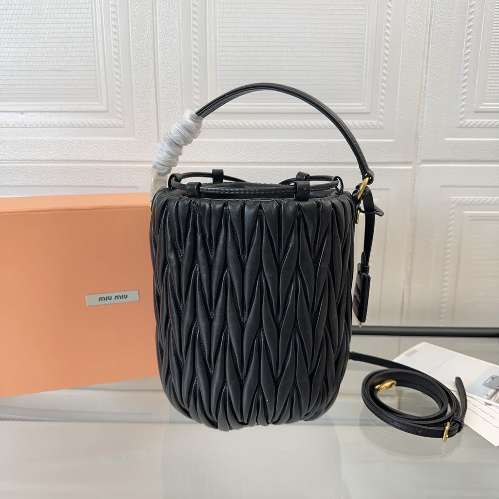 Matelassé Handbag 20 in Black Lambskin