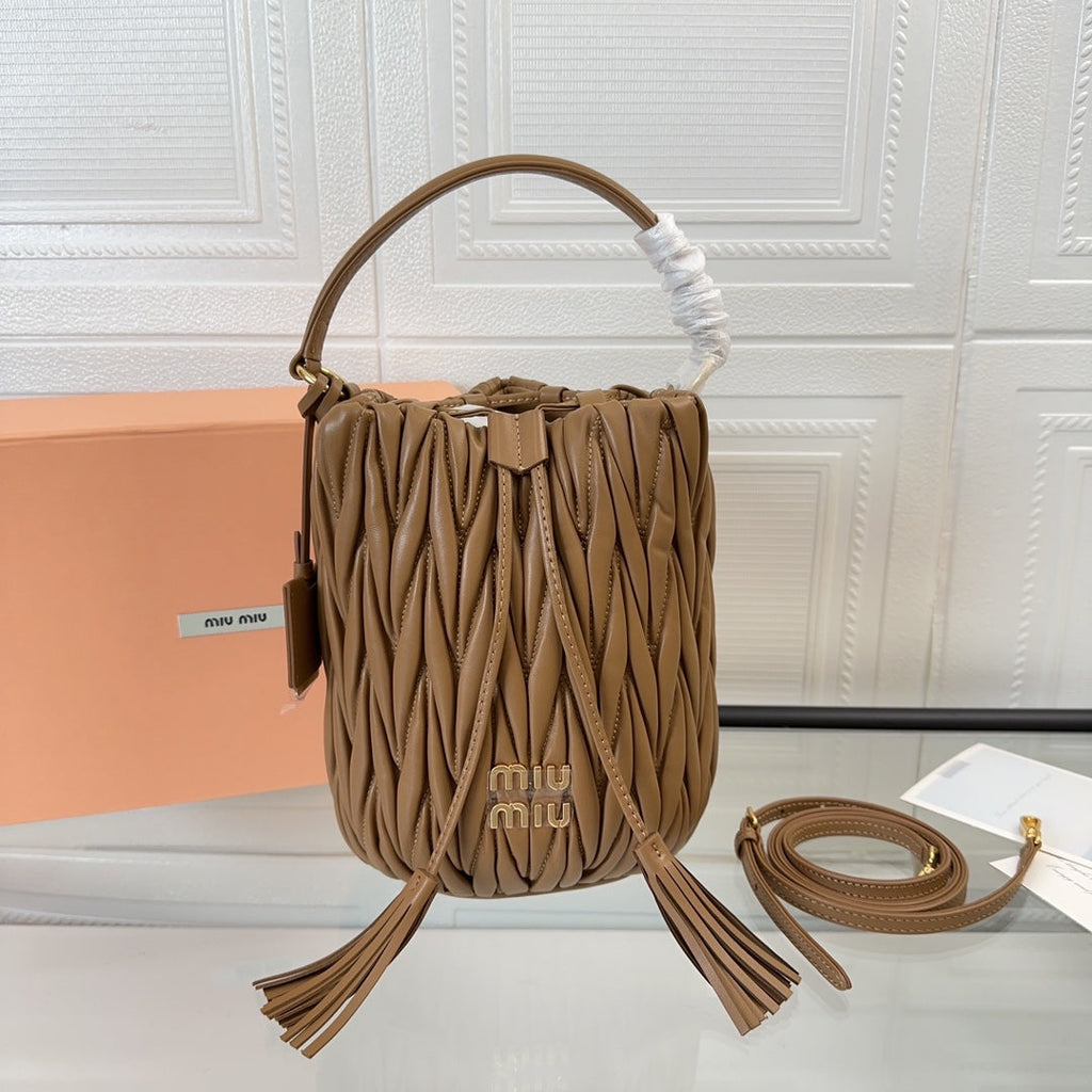 Matelassé Handbag 20 in Brown Lambskin