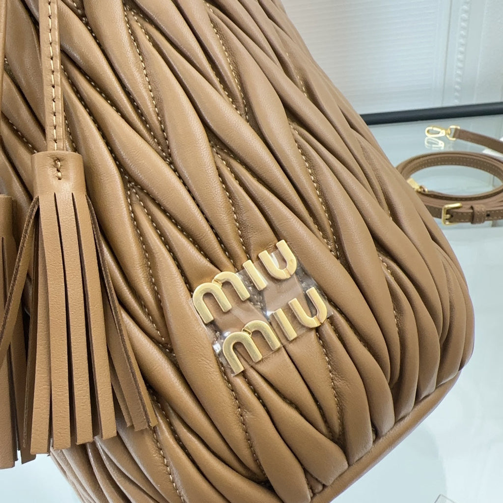 Matelassé Handbag 20 in Brown Lambskin