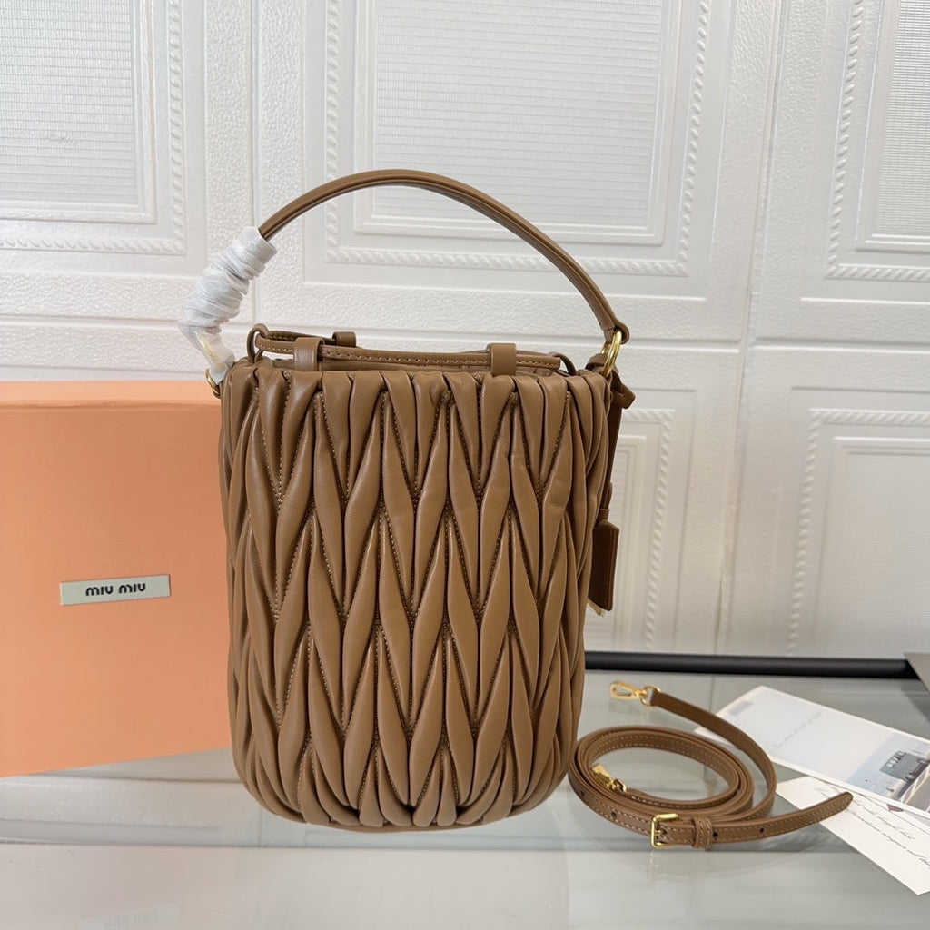 Matelassé Handbag 20 in Brown Lambskin