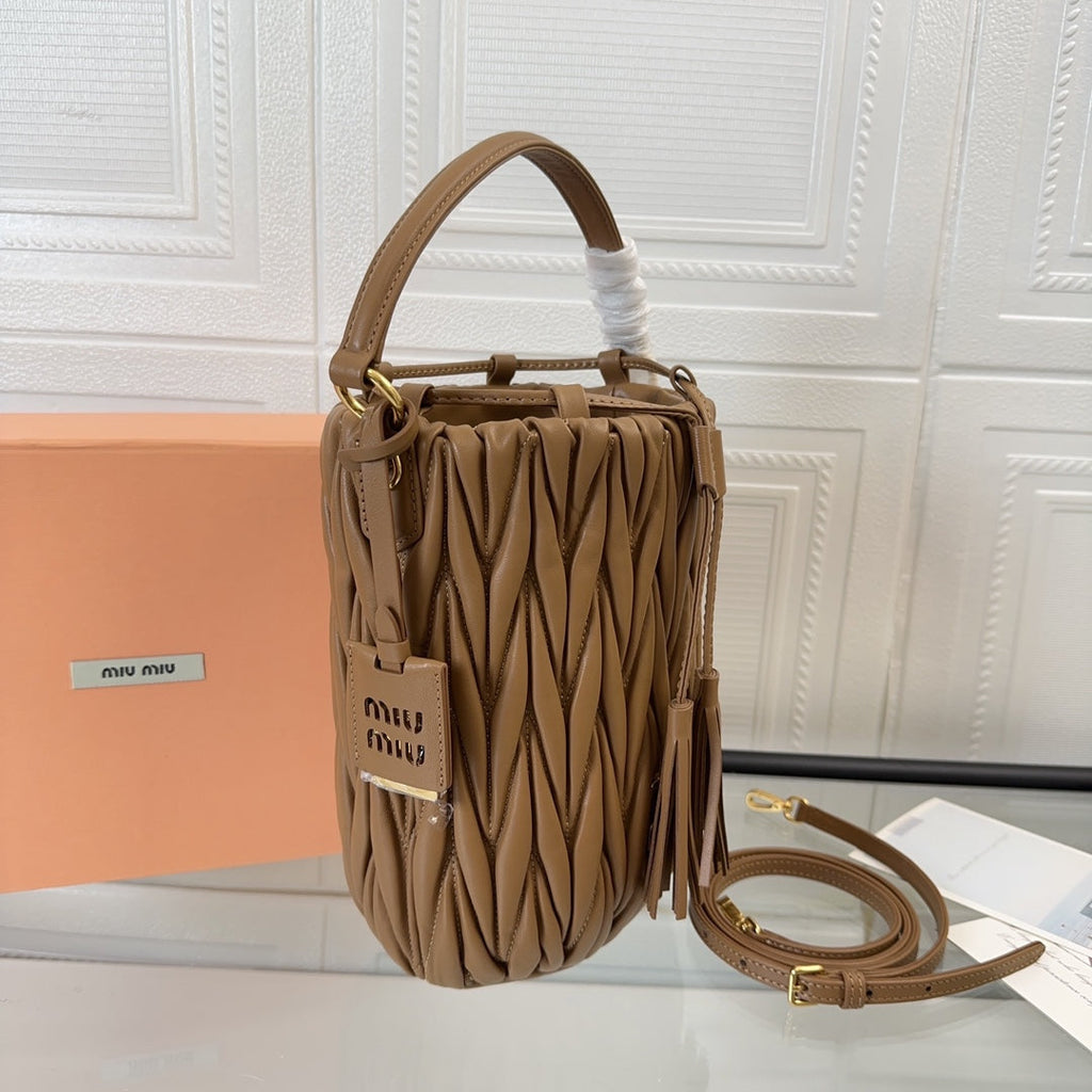 Matelassé Handbag 20 in Brown Lambskin