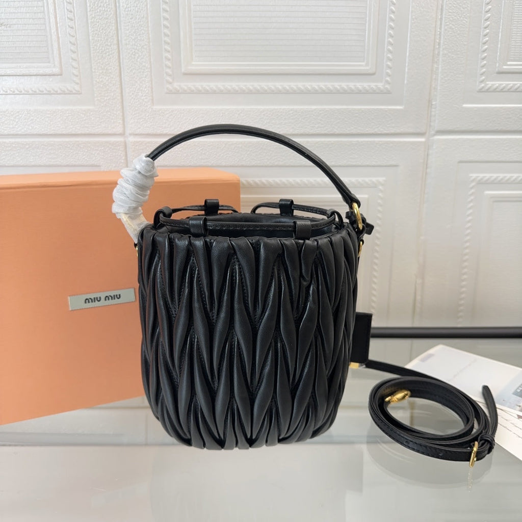 Matelassé Small Handbag 17 in Black Lambskin