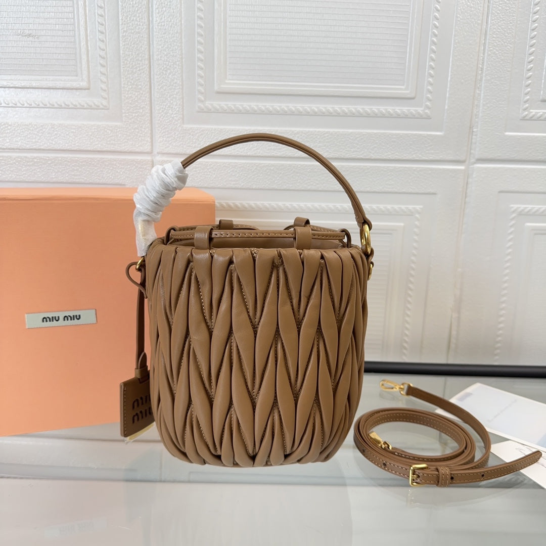 Matelassé Small Handbag 17 in Brown Lambskin