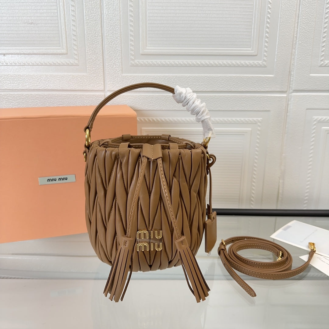 Matelassé Small Handbag 17 in Brown Lambskin