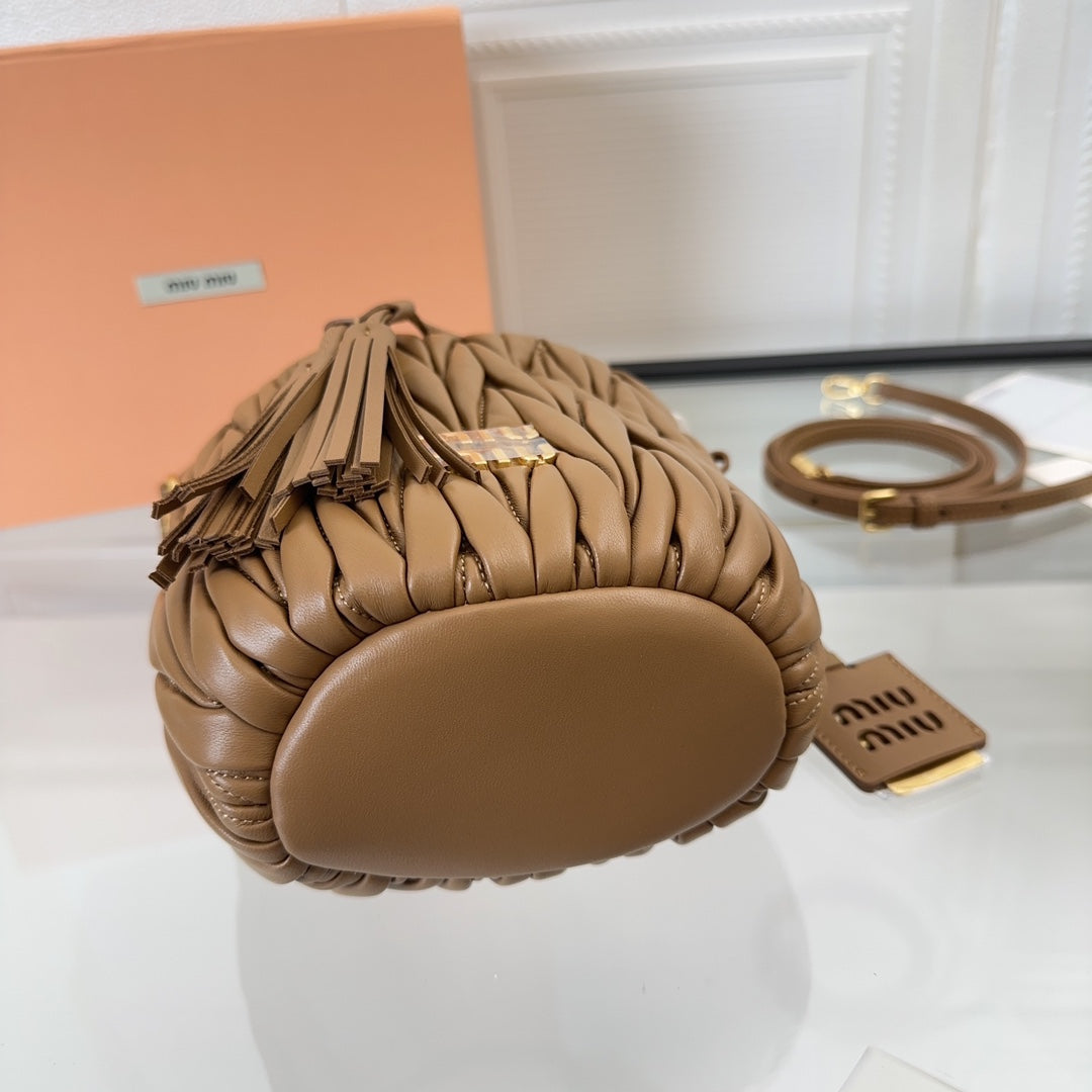 Matelassé Small Handbag 17 in Brown Lambskin