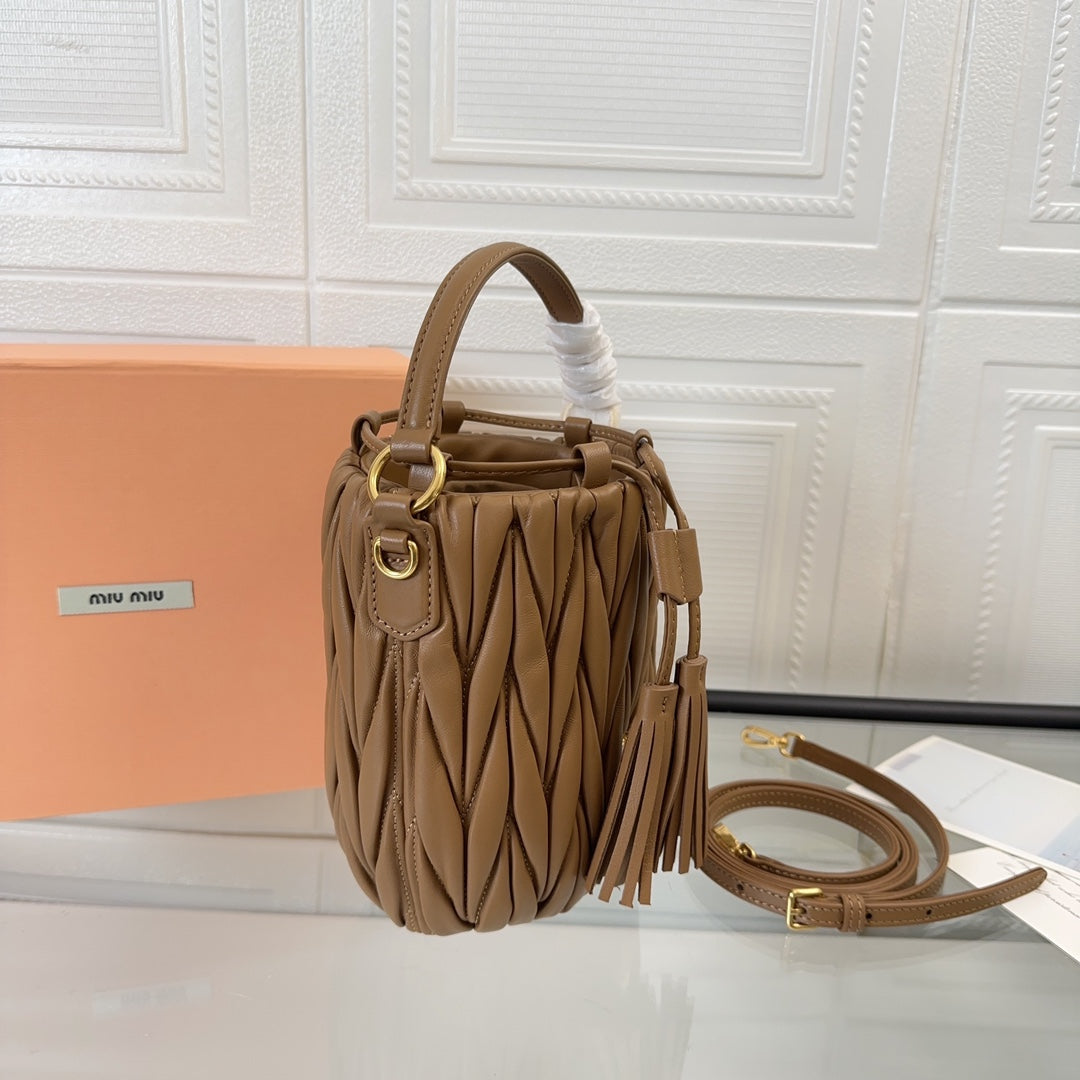 Matelassé Small Handbag 17 in Brown Lambskin