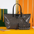 Goyard Saint Louis PM 34 in Black Goyardine Canvas and Calfskin Bag