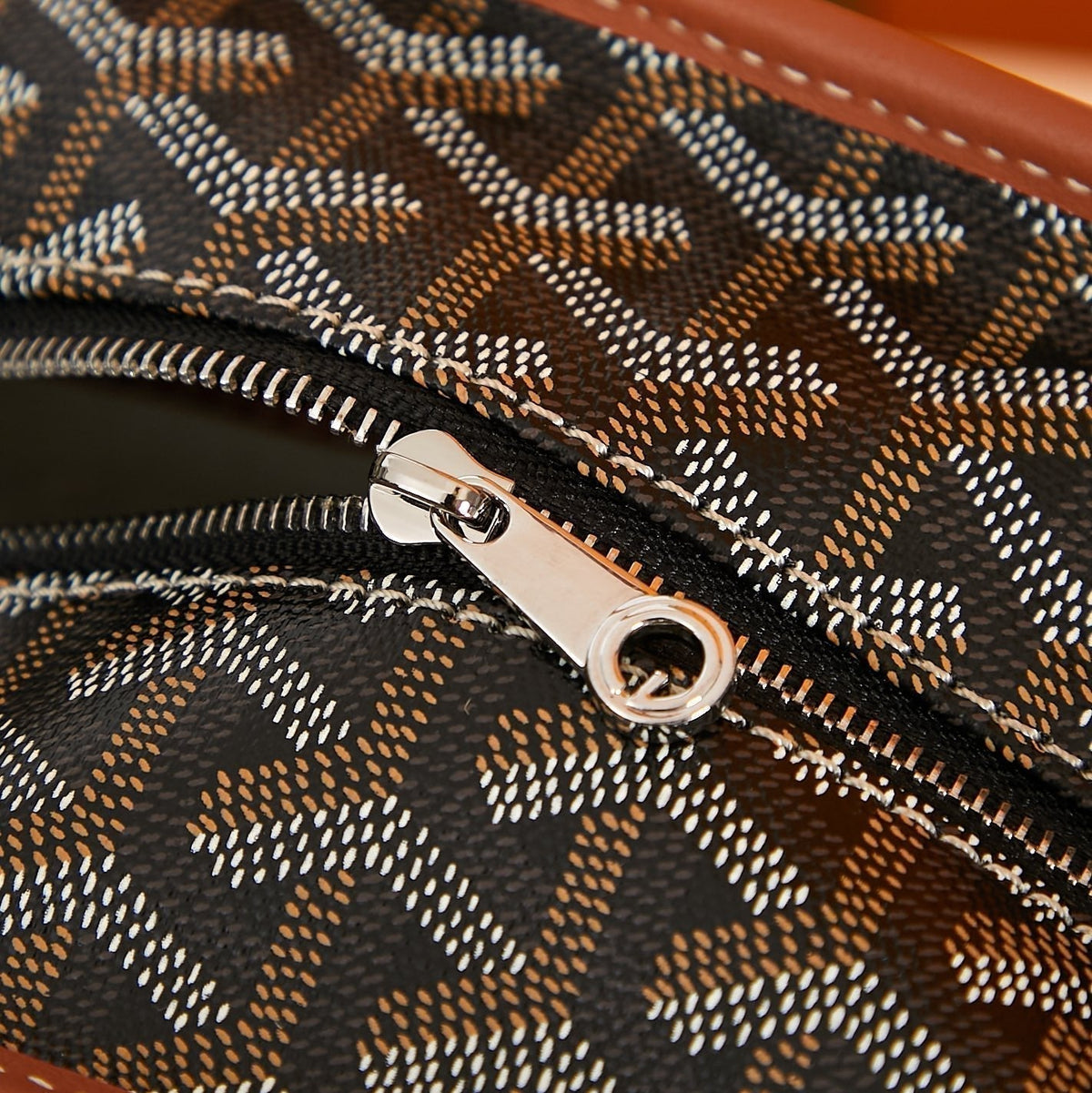 Goyard Saint Louis PM 30 in Black Goyardine Canvas and Tan Calfskin Bag