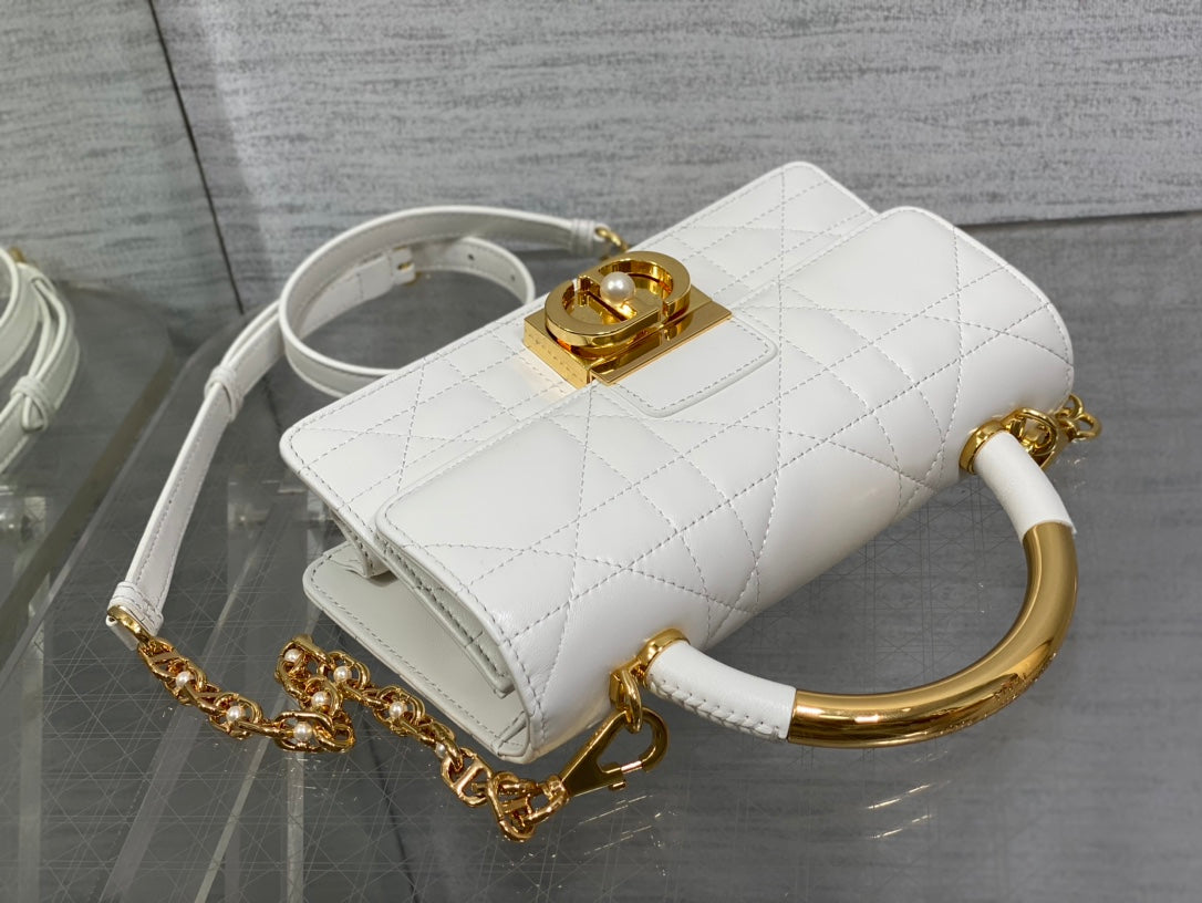 Dior Mini 20 Ange Bag in White Macrocannage Lambskin