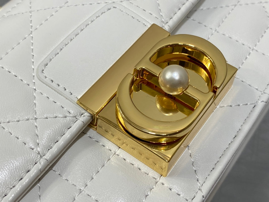 Dior Mini 20 Ange Bag in White Macrocannage Lambskin