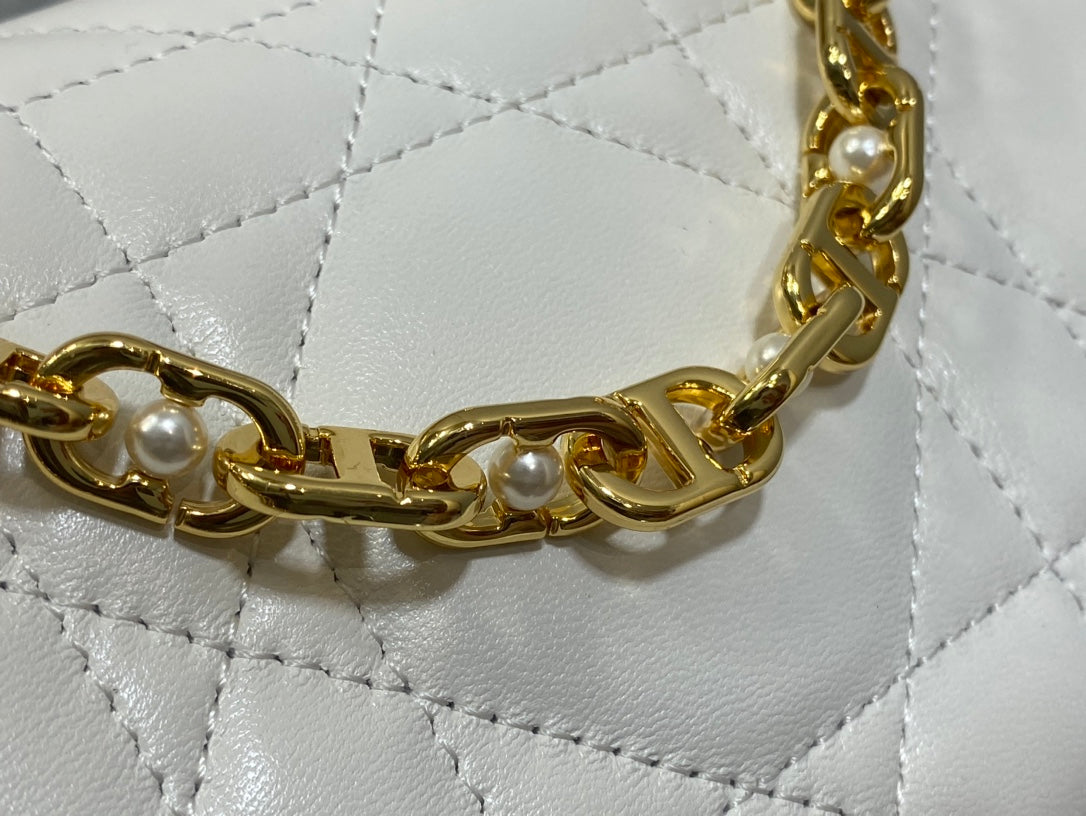 Dior Mini 20 Ange Bag in White Macrocannage Lambskin