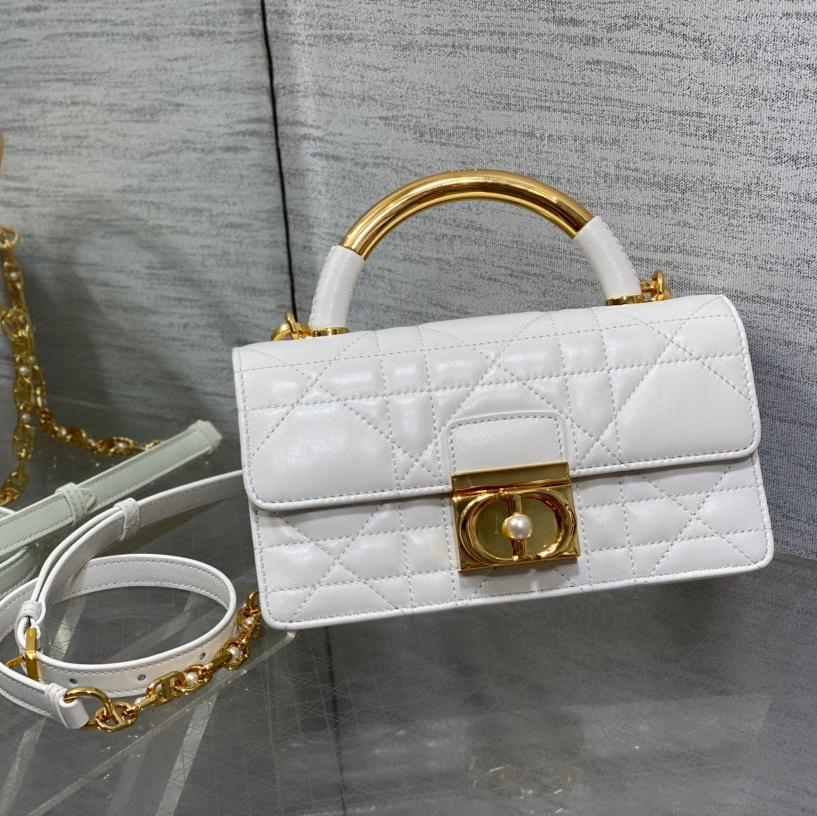 Dior Mini 20 Ange Bag in White Macrocannage Lambskin