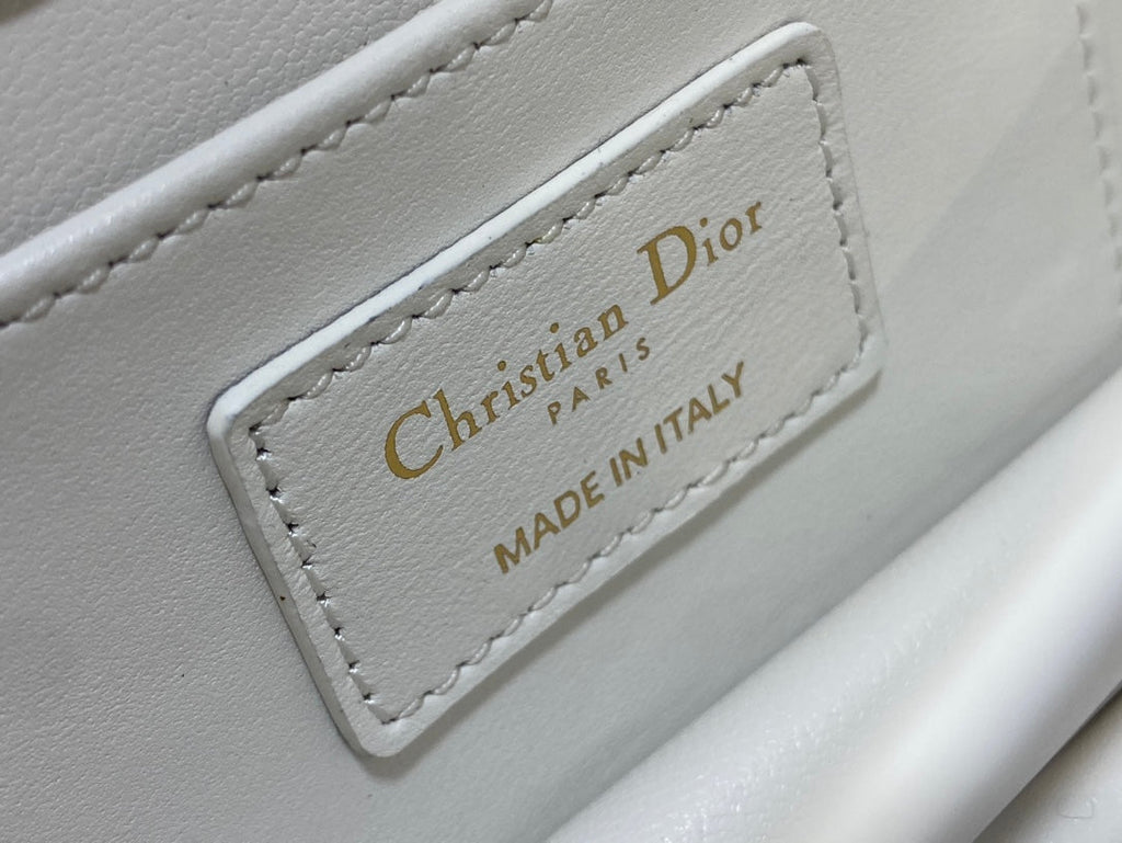 Dior Mini 20 Ange Bag in White Macrocannage Lambskin