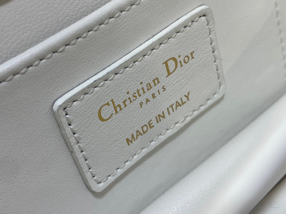 Dior Mini 20 Ange Bag in White Macrocannage Lambskin