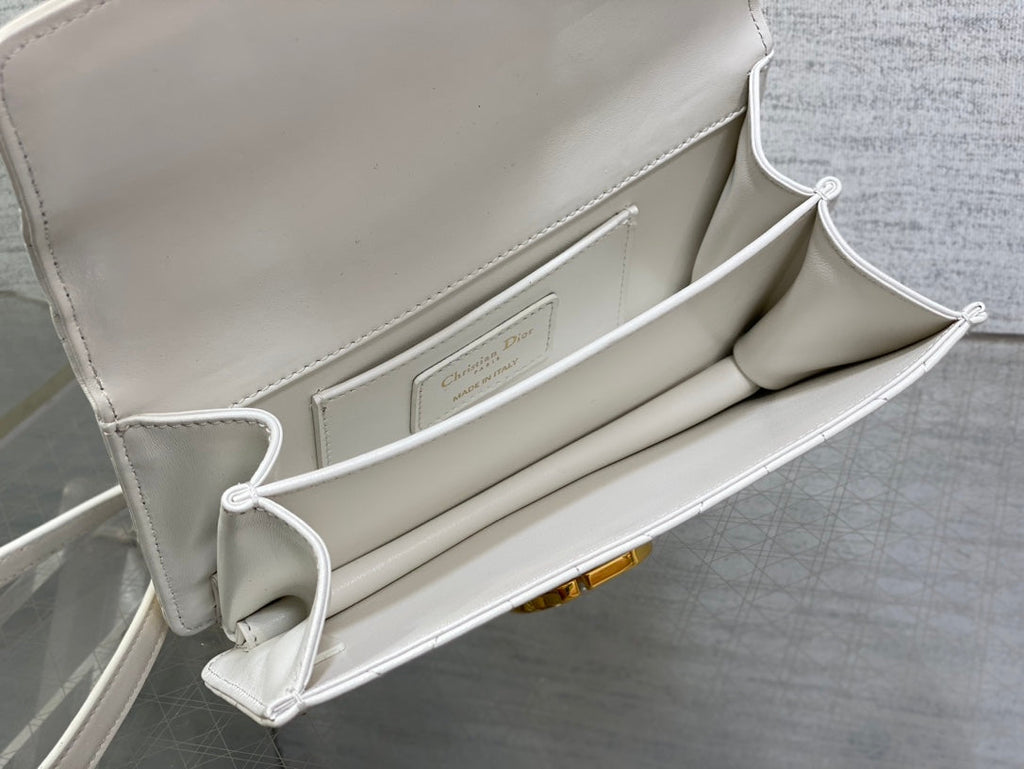 Dior Mini 20 Ange Bag in White Macrocannage Lambskin