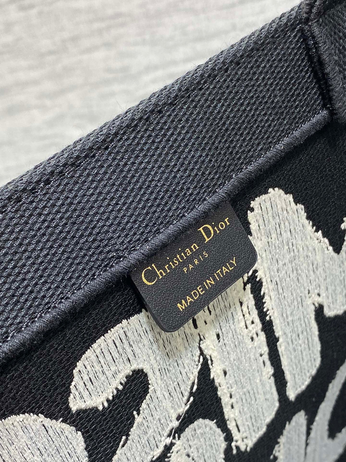 Dior Medium Book Tote 36 in Black Mix White Canvas 226507