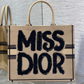 Large Book Tote 42 Beige and Black Miss Dior Graffiti Embroidery