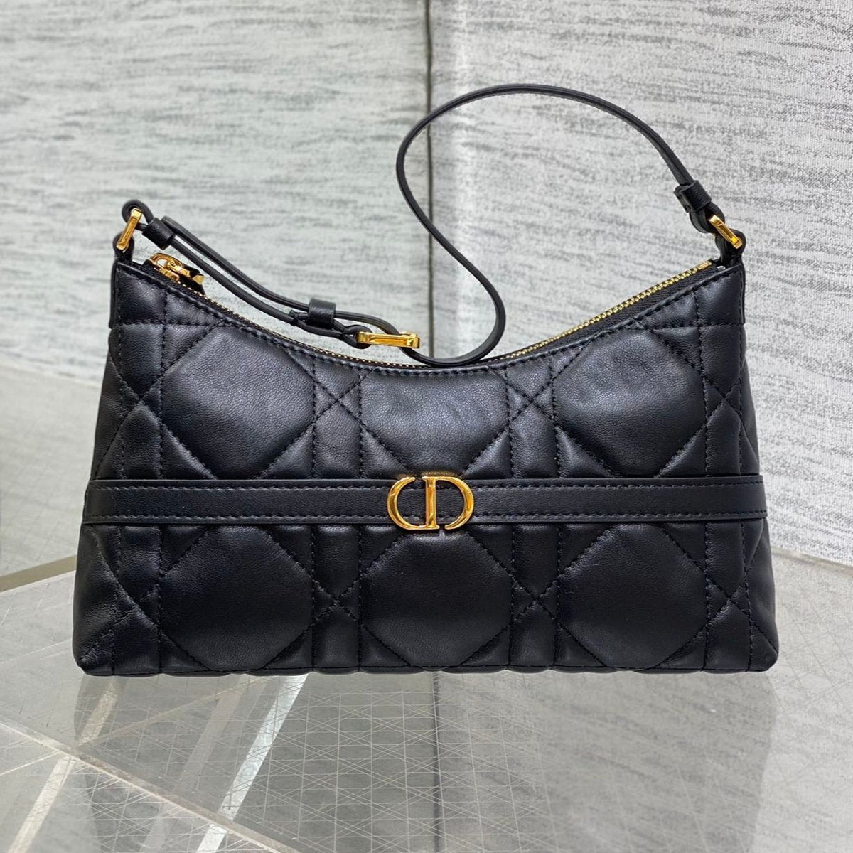 Dior Miss Caro Cigale Mini 18 Bag Black Macrocannage Lambskin