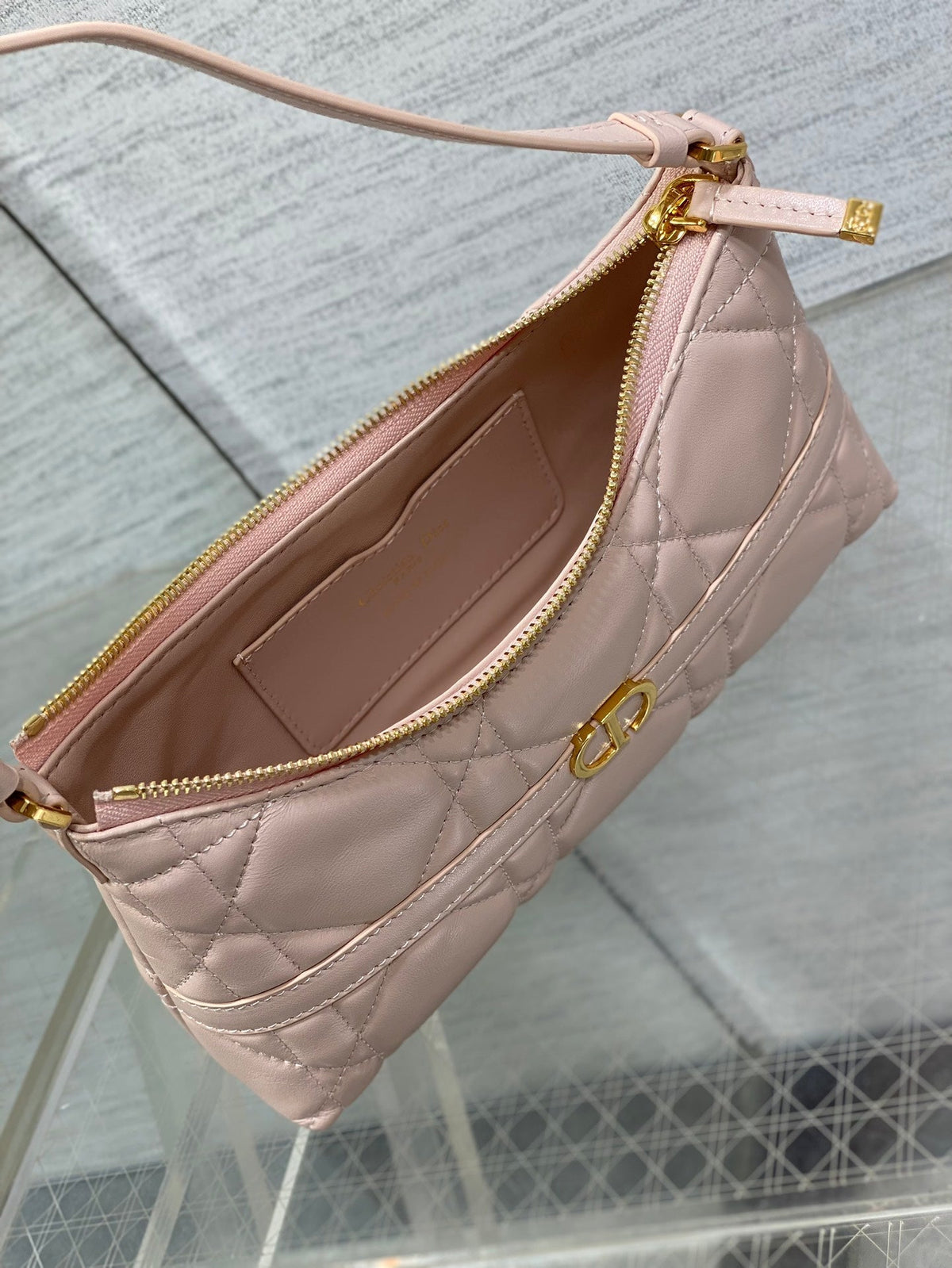 Dior Miss Caro Cigale Mini 18 Bag Powder Pink Macrocannage Lambskin