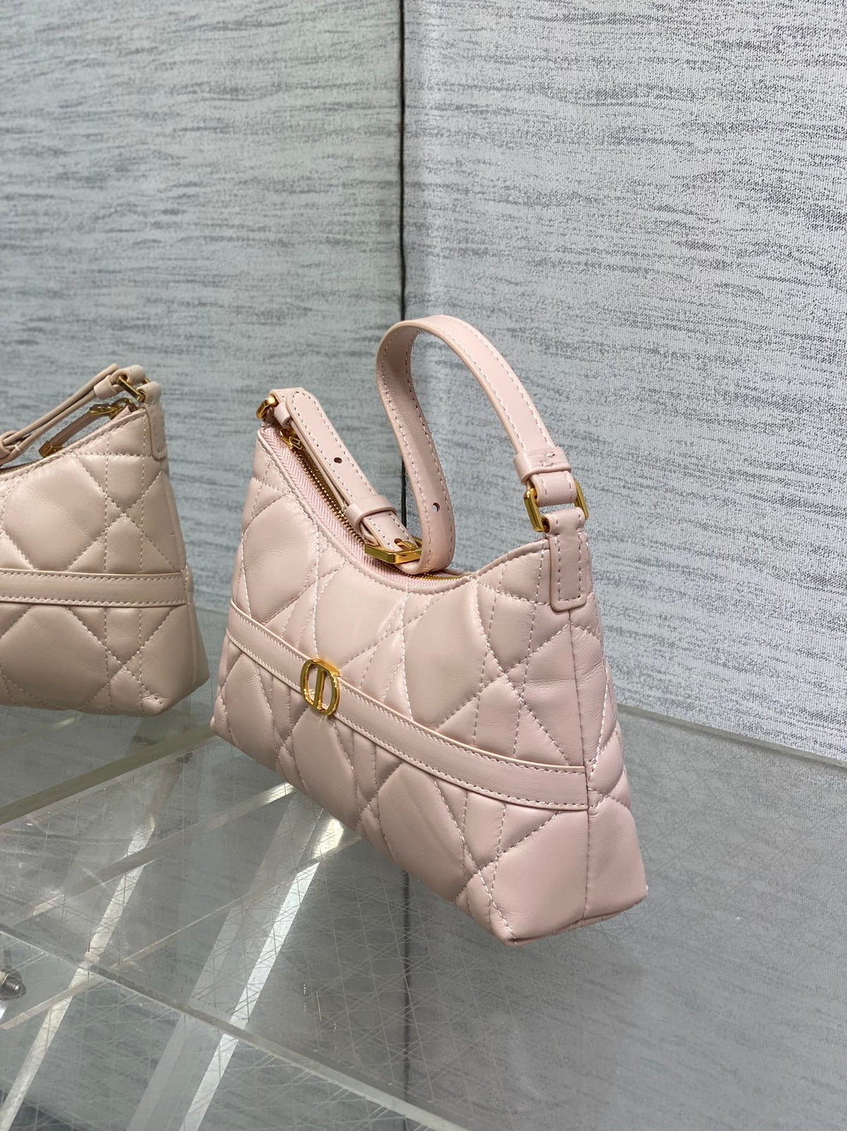 Dior Miss Caro Cigale Mini 18 Bag Powder Pink Macrocannage Lambskin