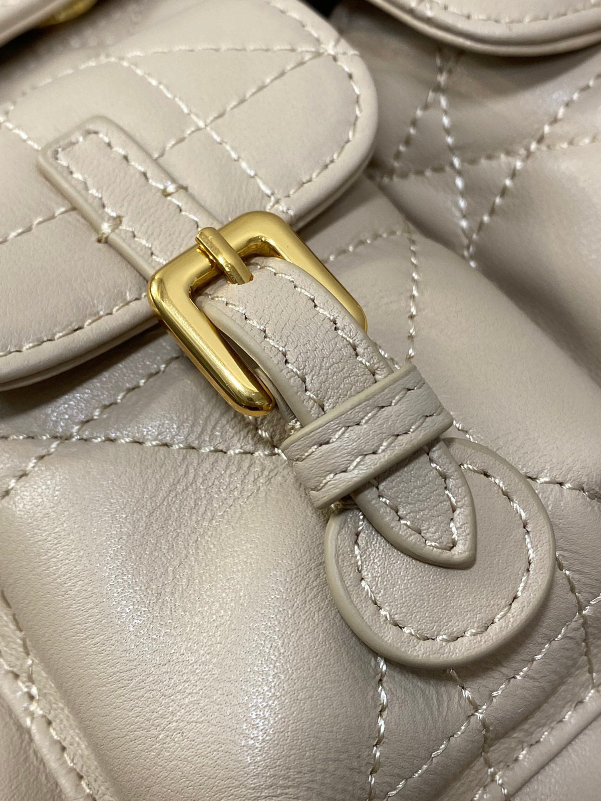 Dior Small 23 Caro Backpack in Almond Beige Macrocannage Lambskin