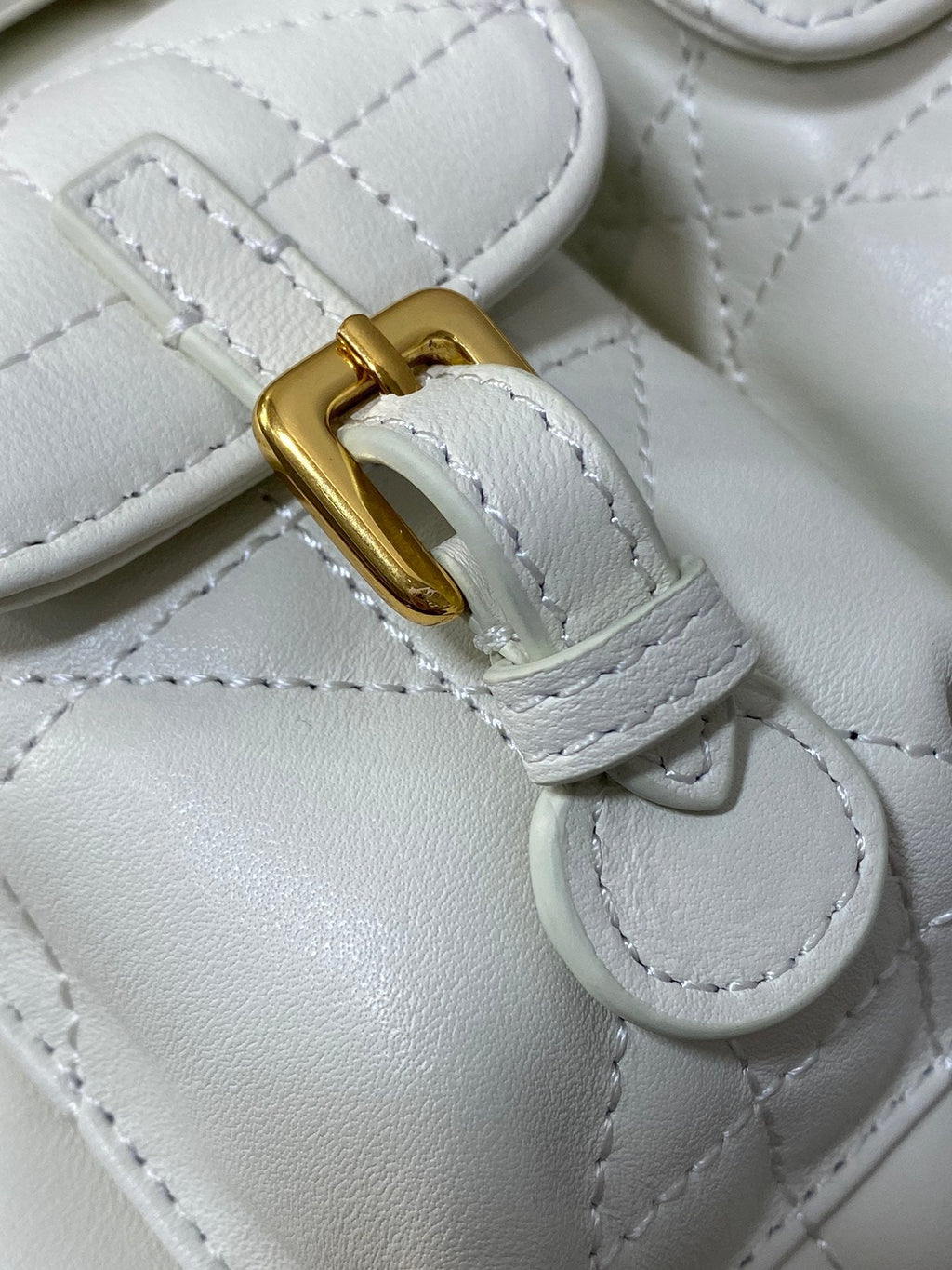 Dior Small 23 Caro Backpack in White Macrocannage Lambskin