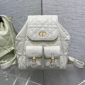 Dior Small 23 Caro Backpack in White Macrocannage Lambskin