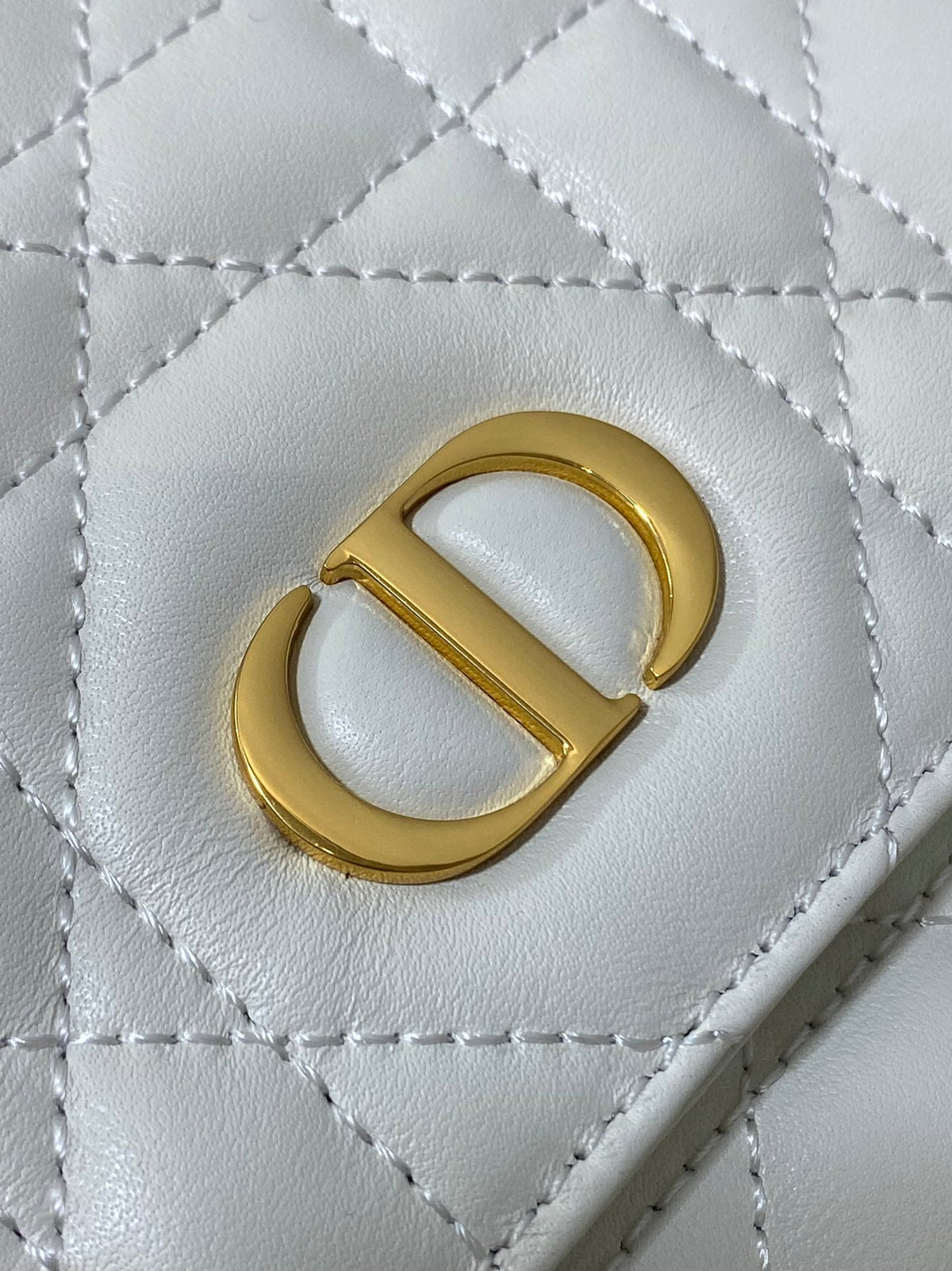 Dior Small 23 Caro Backpack in White Macrocannage Lambskin