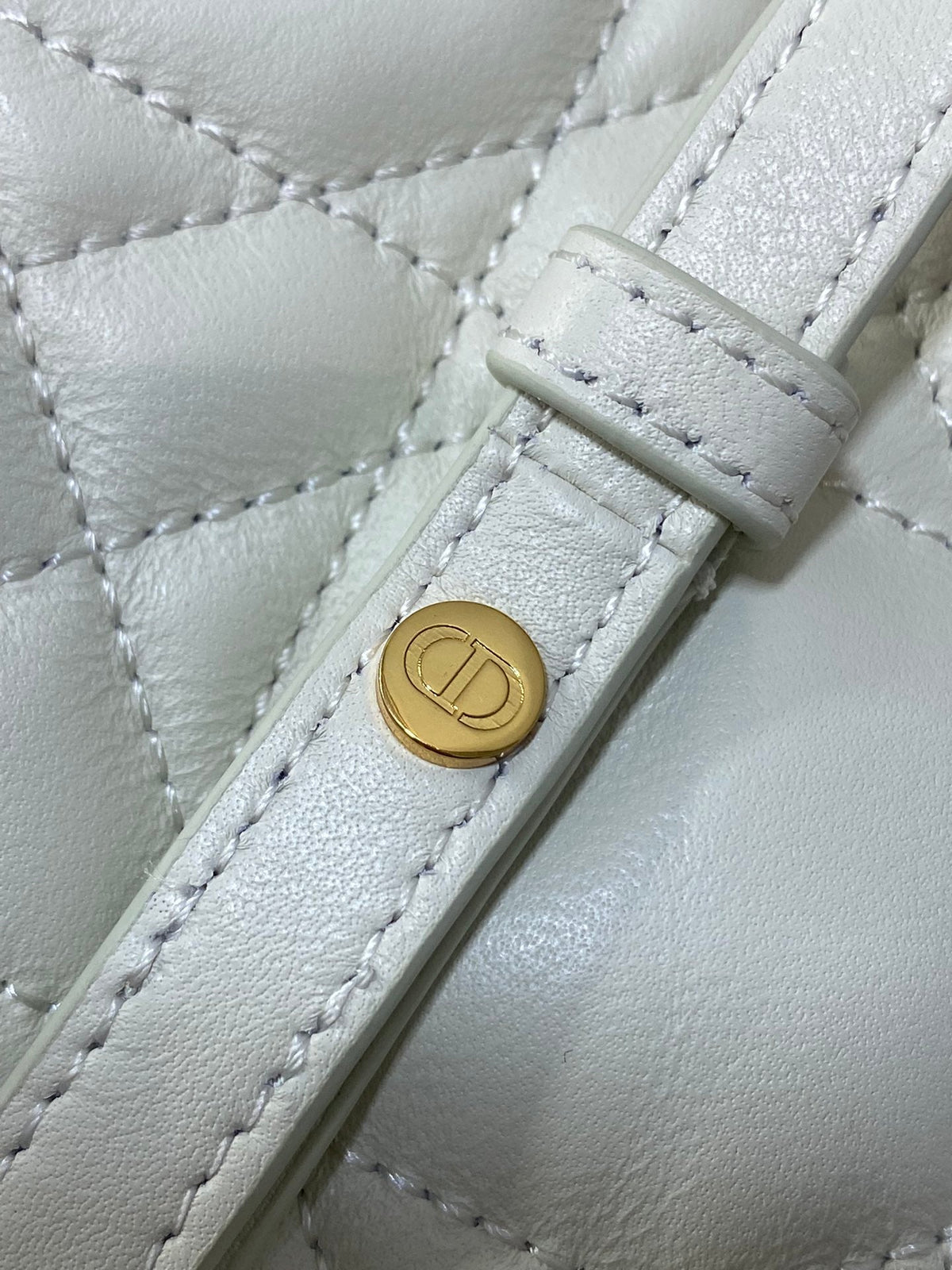 Dior Small 20 Caro Backpack in White Macrocannage Lambskin