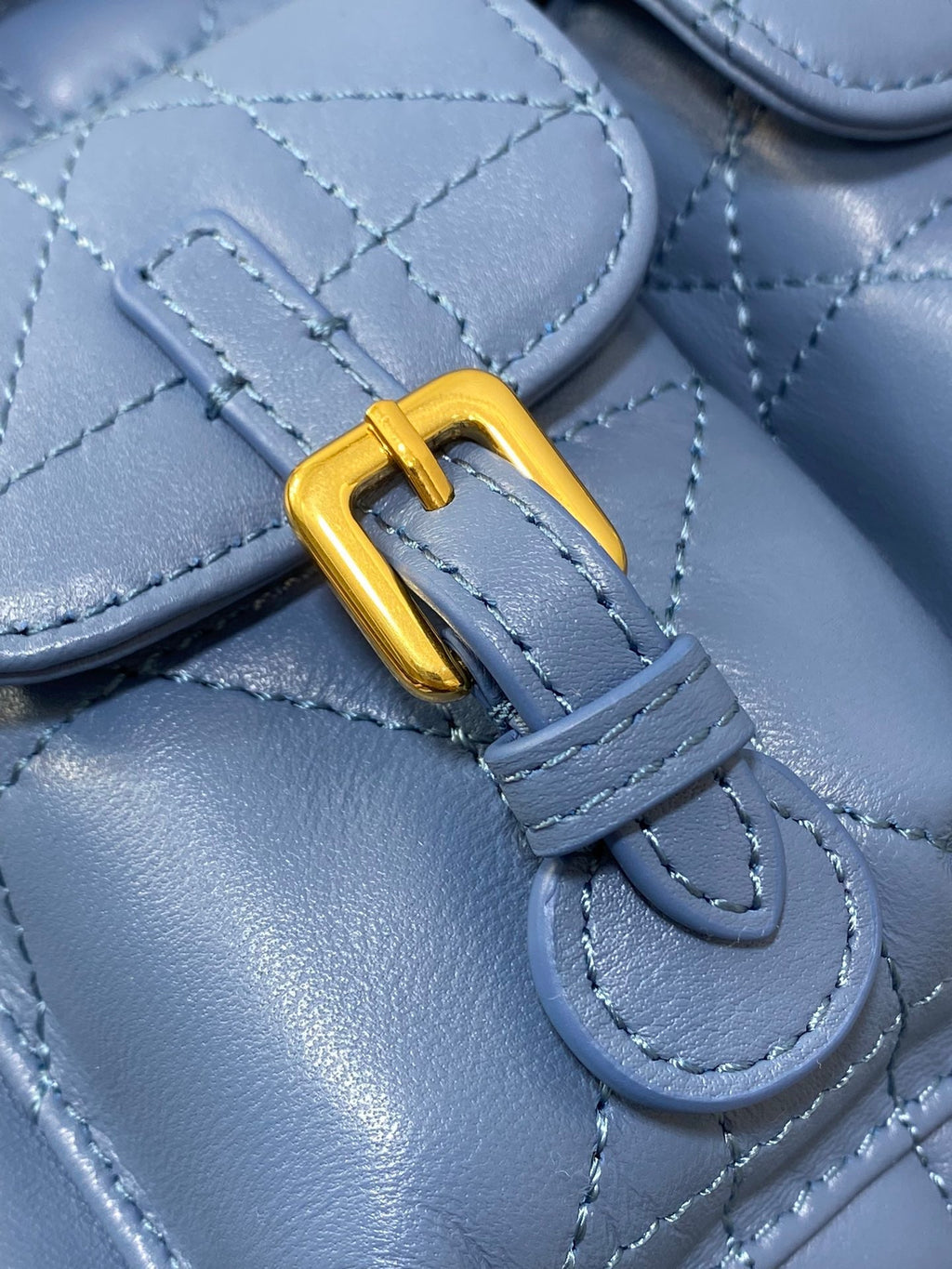 Dior Small 20 Caro Backpack in Royal Blue Macrocannage Lambskin