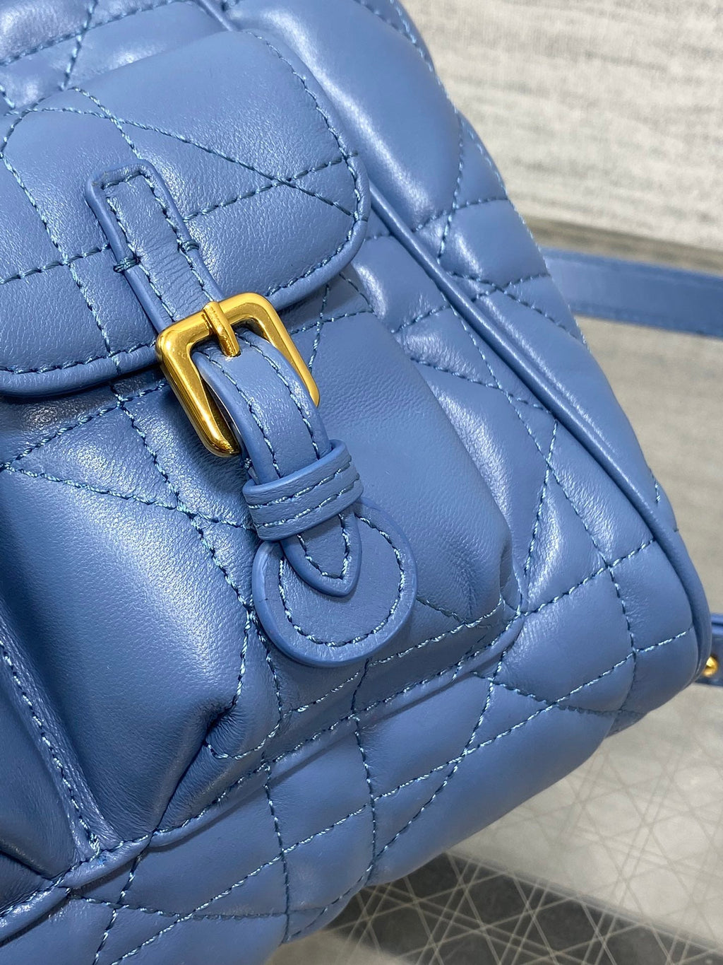 Dior Small 20 Caro Backpack in Royal Blue Macrocannage Lambskin