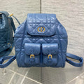 Dior Small 20 Caro Backpack in Royal Blue Macrocannage Lambskin