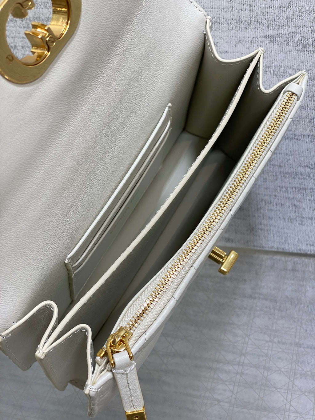 Dior Miss Caro Mini 17 Bag in White Macrocannage Lambskin