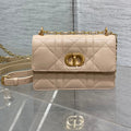 Dior Miss Caro Mini 17 Bag in Powder Beige Macrocannage Lambskin